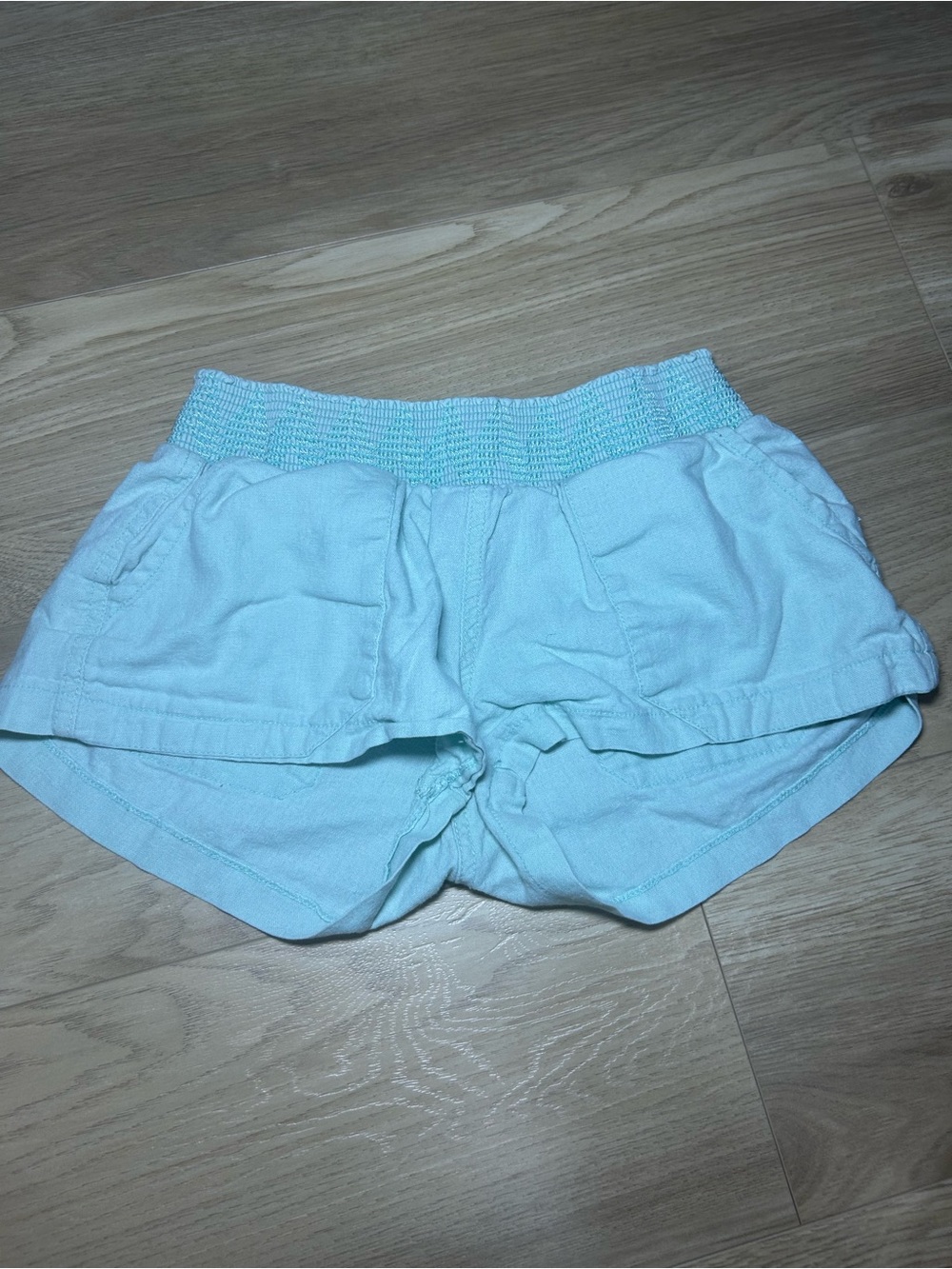 Girls Light Blue Elastic Waist Ruffle Shorts